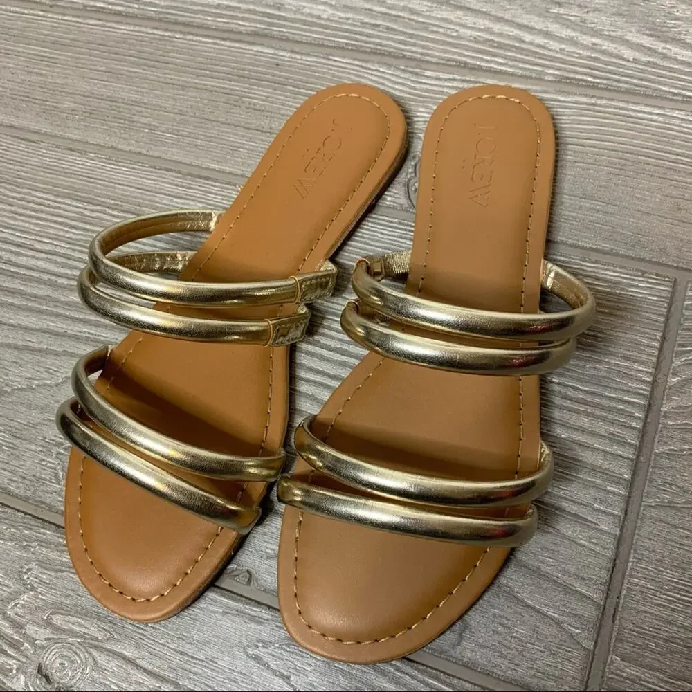 J. Crew seaside slide sandals metallic gold sz 6